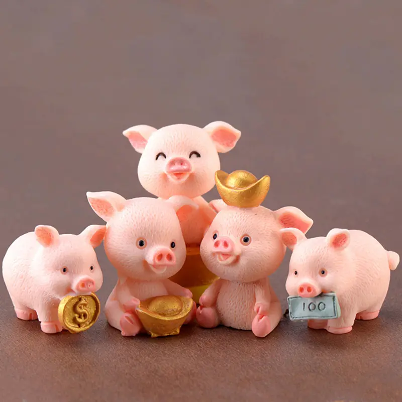 Fortune Pig Miniature Figurine Fairy Garden Dollhouse Decor Micro Landscape