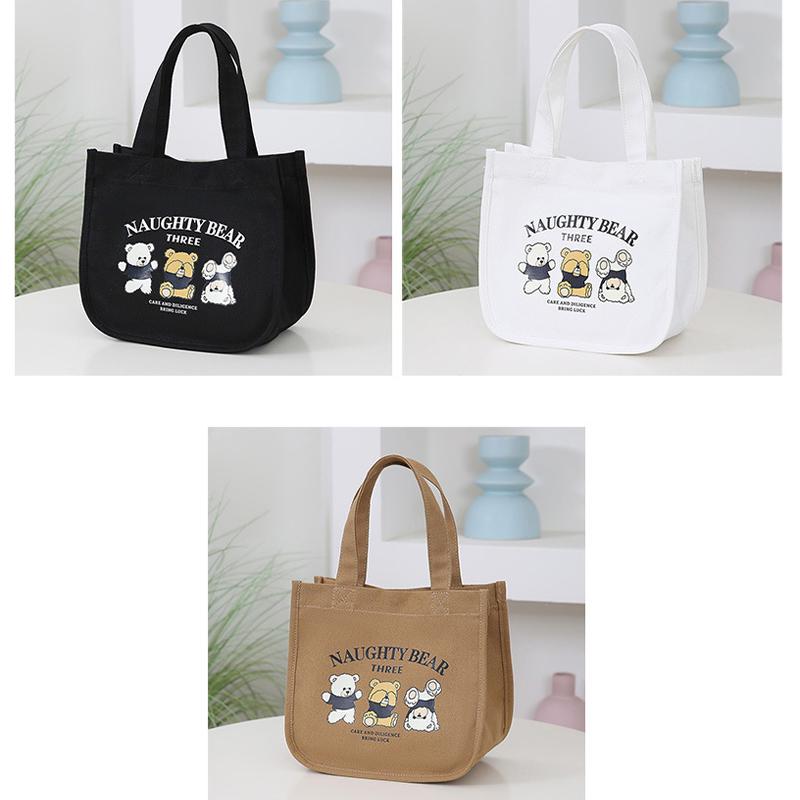 Product Introduction of Cartoon Cute Printed Pattern Canvas Handbag Office Worker Lunch Bag Tote Bag Picnic Drink Bag Portable Outdoor Food Bags 20