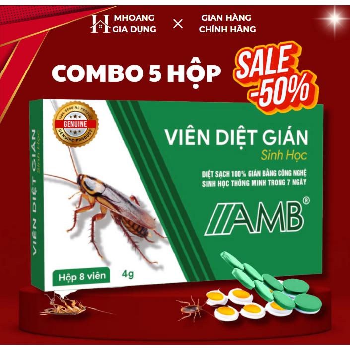 [COMBO 5Hộp] Viên diệt gián sinh học AMB, Viện Hàn lâm khoa học Việt Nam, diệt tận gốc tất cả các loại gián hiệu quả