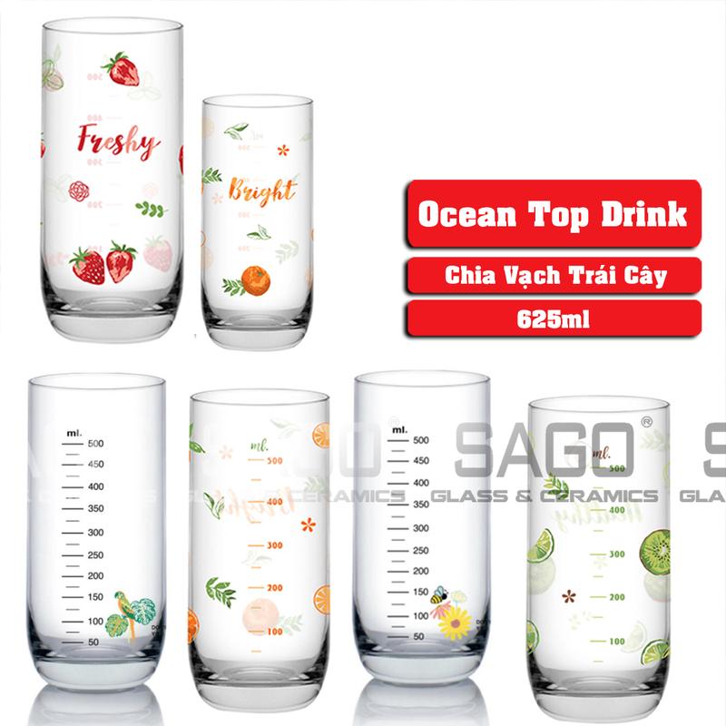 Ly Thủy Tinh Ocean Chia Vạch Top Drink 625 ml Nhập khẩu Thái Lan