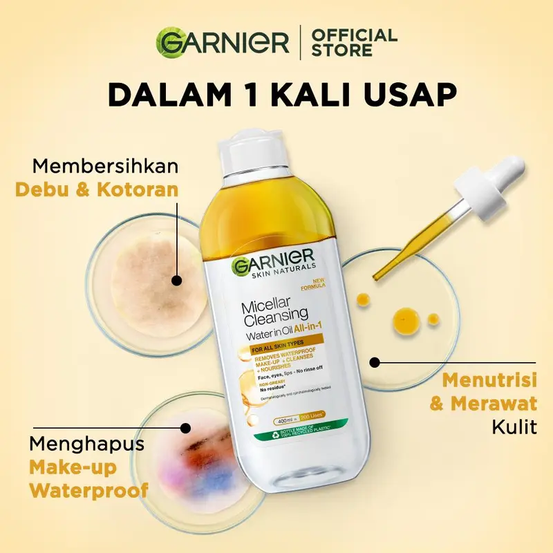 [BUY 2 GET 3] Garnier Micellar Water - BEST SELLER (Pink, Rose, Vitamin C, Blue, Biphase) 400 ml - Twin Pack - Make Up Remover - Pembersih Wajah - Kulit Jerawat Acne Brightening Glowing 5