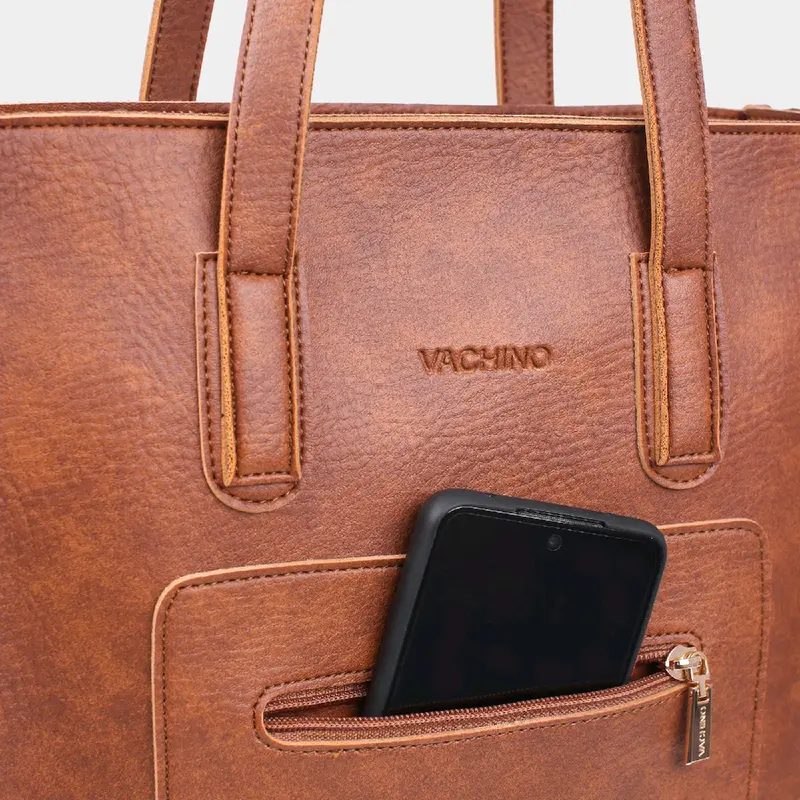 Túi Xách Da Nữ Công Sở VACHINO kiểu dáng dọc TX010 đựng vừa laptop, giấy A4 Bag Tote Chữ Nhật Hình Chữ Nhật 3