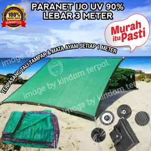 PARANET HIJAU LEBAR 3M UV 90% JAHIT | HARGA PERMETER PANJANG BERGARANSI 6 TAHUN