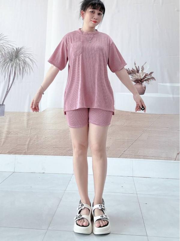 Đồ bộ nữ vải thun tăm sọc kẻ dày