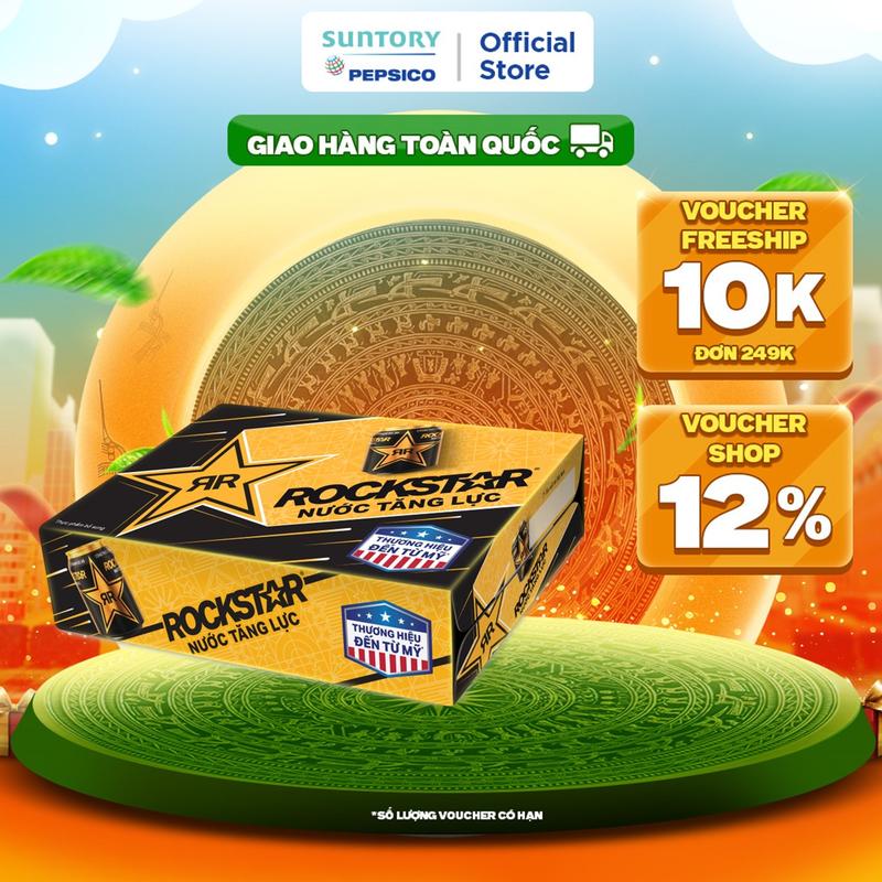 Thùng 24 Lon Nước Tăng Lực Rockstar (250ml/lon)