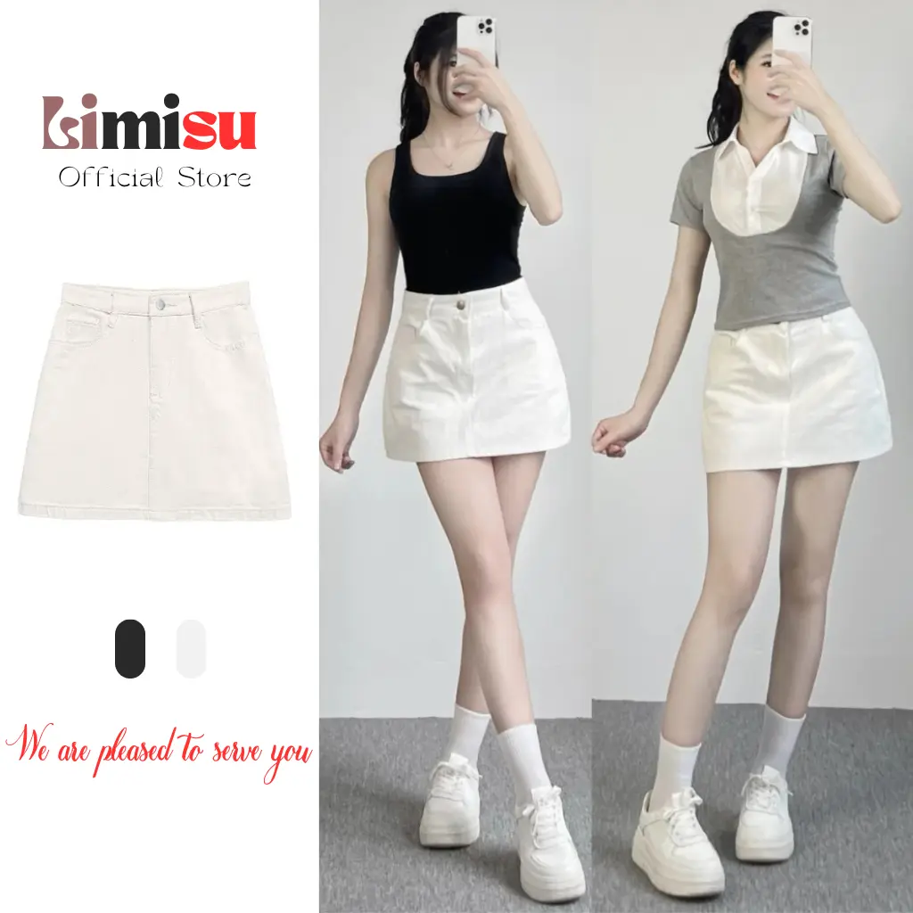 Chân Váy KaKi From Chữ A Basic Dáng Ngắn Cạp Cao Có Quần Bảo Hộ Trong
