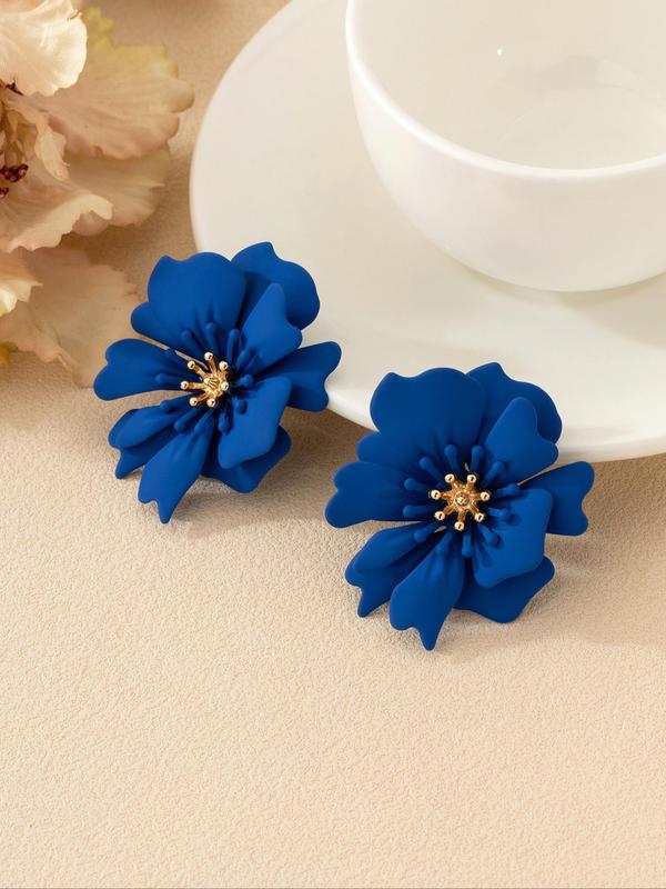 Women's Cute Flower Design Stud Earrings, 6 Pairs Elegant Multicolor Stud Earrings for Party, Daily Decor, Trendy All-match Vintage Jewelry for Birthday Gift 2
