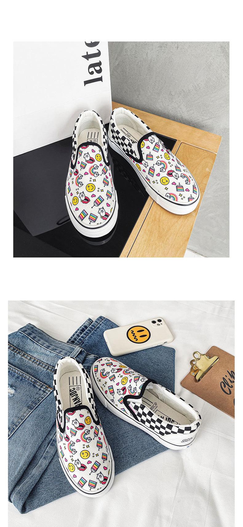 Product Introduction of 2024 Autumn New Breathable Slip-on Lofter Canvas Shoes Women's Plaid Cartoon Mario Pattern Plaid Sneakers 15