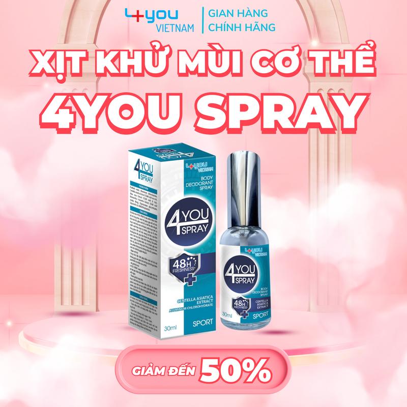 DEAL SIÊU SỐC Xịt Khử Mùi & Ngăn Tiết Mồ Hôi 4YOU SPRAY - Khử Mùi Hôi Nách Hôi Chân - Giảm Tiết Mồ Hôi - Khử Mùi Cơ Thể Nam Nữ 30ML muico the xit nach chinhhang Women humuihoinach xịt khử mùi