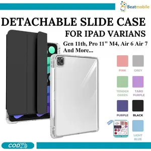 Case Acrylic Detachable for iPad Gen 11 Inch 2025  Pro 11 M4 2024 Air 6 air 7 11 inch M2/M3 Gen 7/8/9 10.2 inch Pro 11 Inch 2018-2022 Model Sliding Transparant Auto Wake And Sleep Case