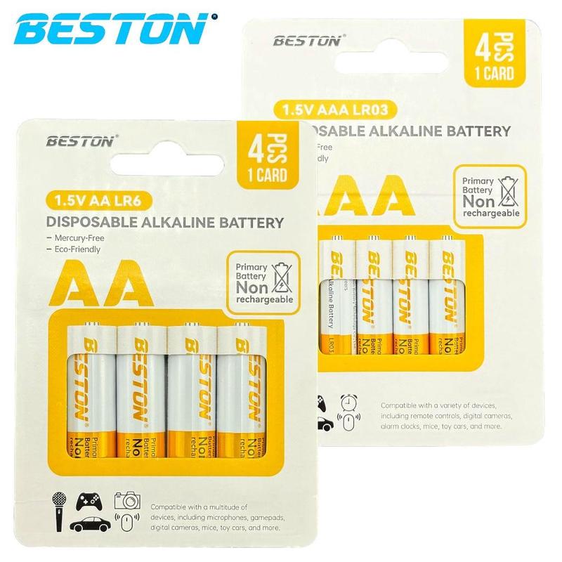  Vỉ 4 Pin Kiềm Alkaline 1.5V Beston AA  LR6    AAA  LR03  cho Micro Đồ chơi Romote Phím Chuột TG dùng đến 10 năm 
