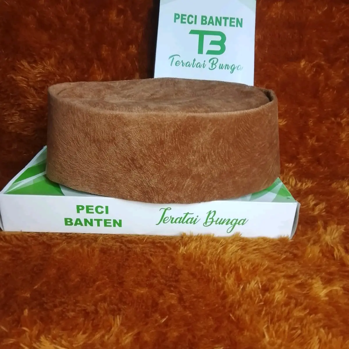 peci songkok kopiah al balad bunga teratai coklat murah khas banten Polos