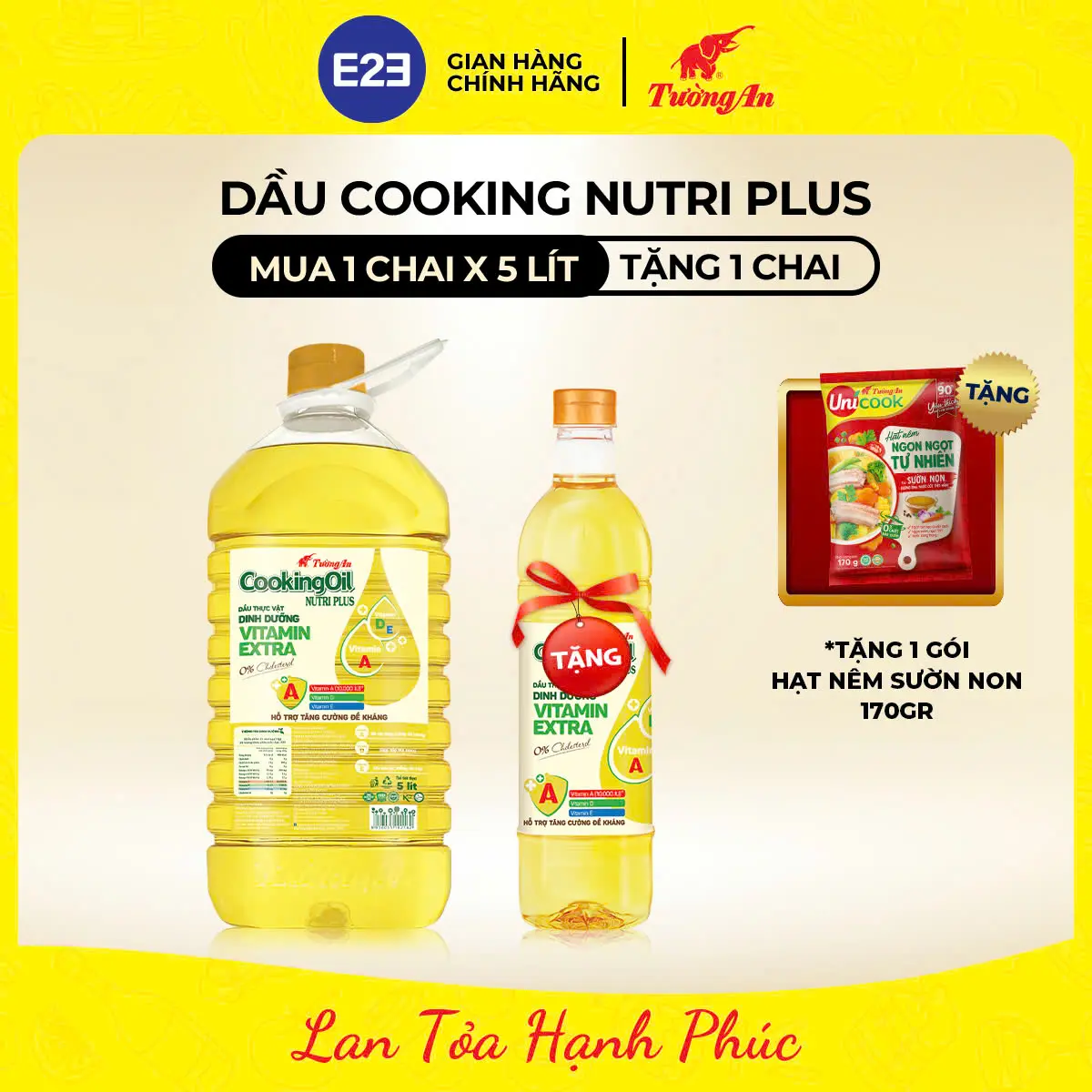 [TẶNG QUÀ] Dầu Ăn Tường An CookingOil Nutri Plus Chai 5L TẶNG Chai 1L + 1 Hạt Nêm Sườn Non 170gr - Dùng Cho Cả Gia Đình | E2E Thực Phẩm Đồ Uống | Kido Group