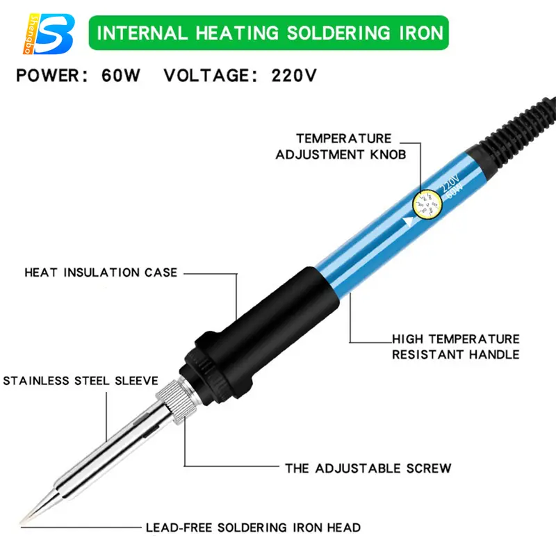 bộ 15 món Mỏ hàn thiếc điều chỉnh nhiệt độ, máy hàn chì mini, mỏ hàn tq936 60w 220v và phụ kiện hàn, thiếc hàn 6