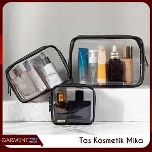 Pouch Kosmetik Transparan Tebal Tempat Make Up Travel Bag Kotak Pensil Anti Air Waterproof Bagus