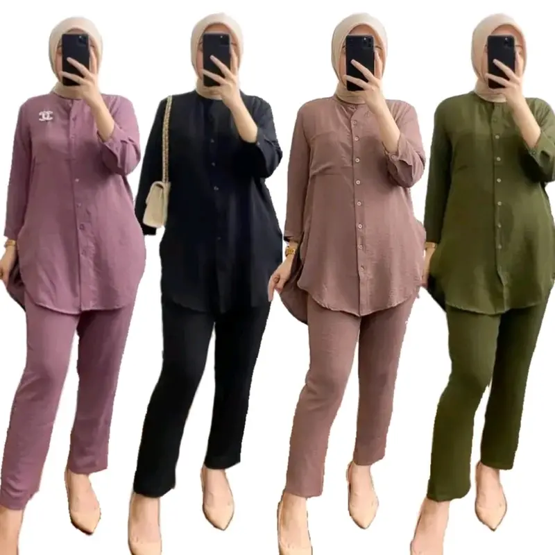 setelan rasya oneset botega bahan rayon twill set botega polos setelan wanita viral kekinian bahan tweel one set ld 120 Polos 4
