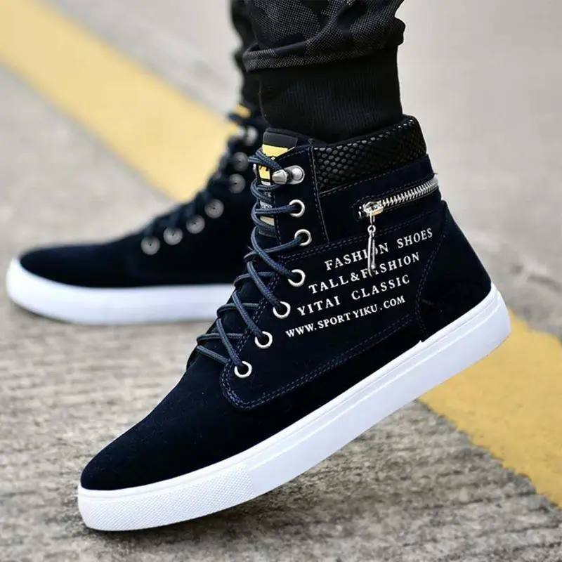 Lace High Snake Pattern Suede High-top Men's Shoes Comfortable High Quality New Men Fashion Sports Shoes