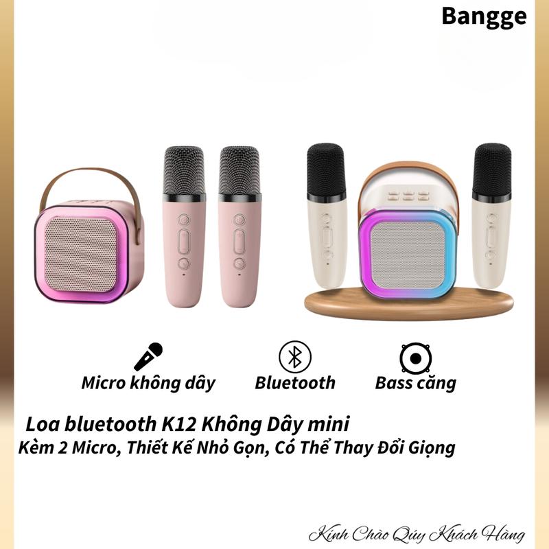 Loa Hát Karaoke K12 Mini Karaoke Loa Bluetooth Loa kèm 2 micro không dây Dung lượng loa lớn, siêu chuẩn Bass Củ Loa Nghe Nhạc Kem