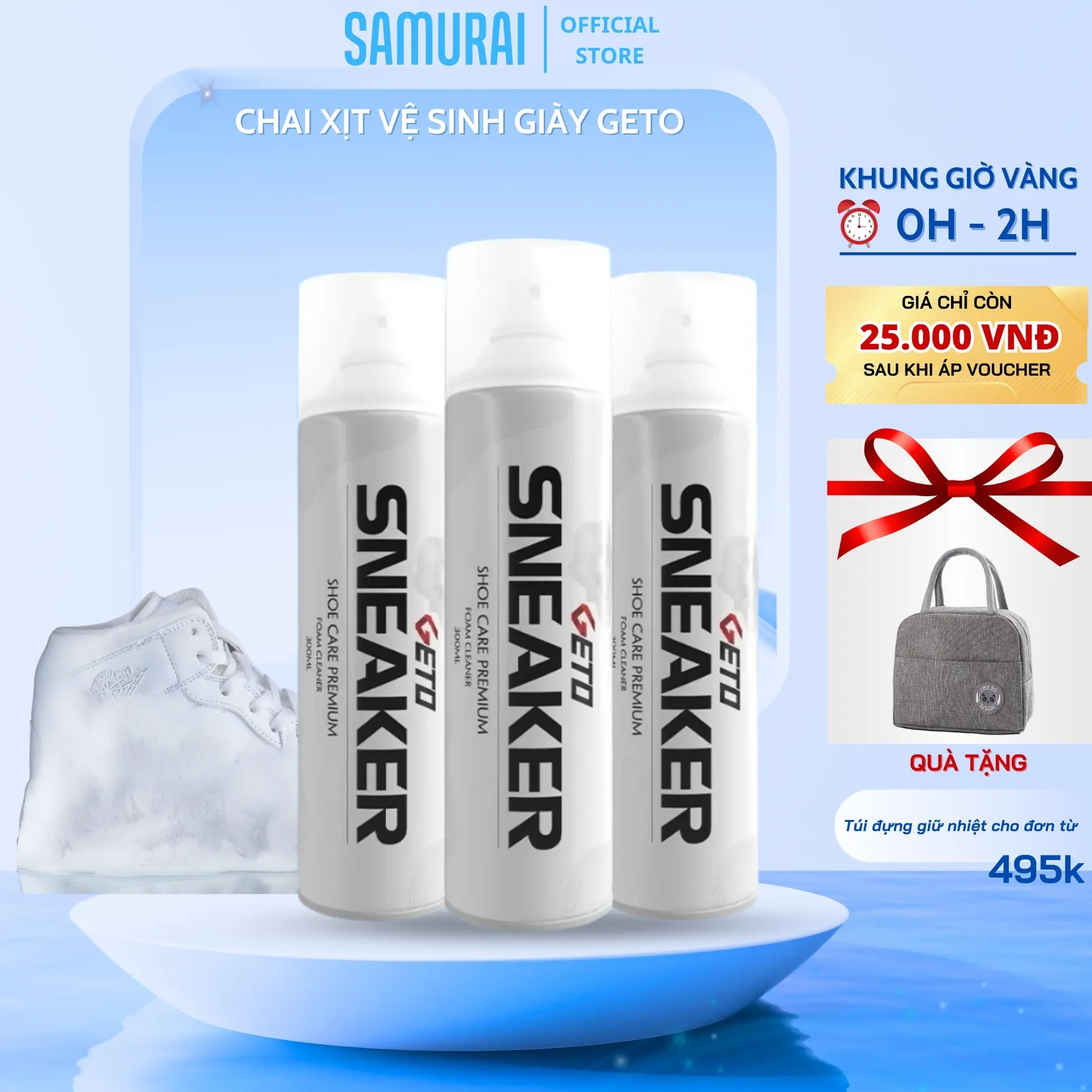 Chai xịt vệ sinh giày Sneaker Geto, Xịt vệ sinh giày xịt làm sạch giày dạng bọt xịt khử mùi hôi giày