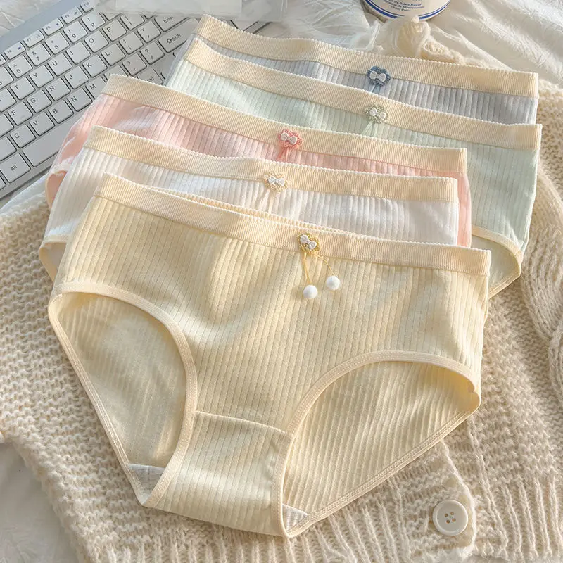 [92% Positive Rating] Women's Mid-Waist Antibacterial Cotton Seamless Underwear for Students, Girls, Antibacterial Full Cotton Breathable Sports Plus Size Boxer Briefs