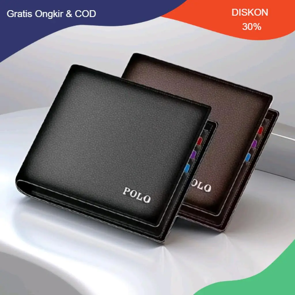 Dompet Pria kulit sintetis dompet pria murah dompet lipat pria dompet fashion pria polo Kartu Uang
