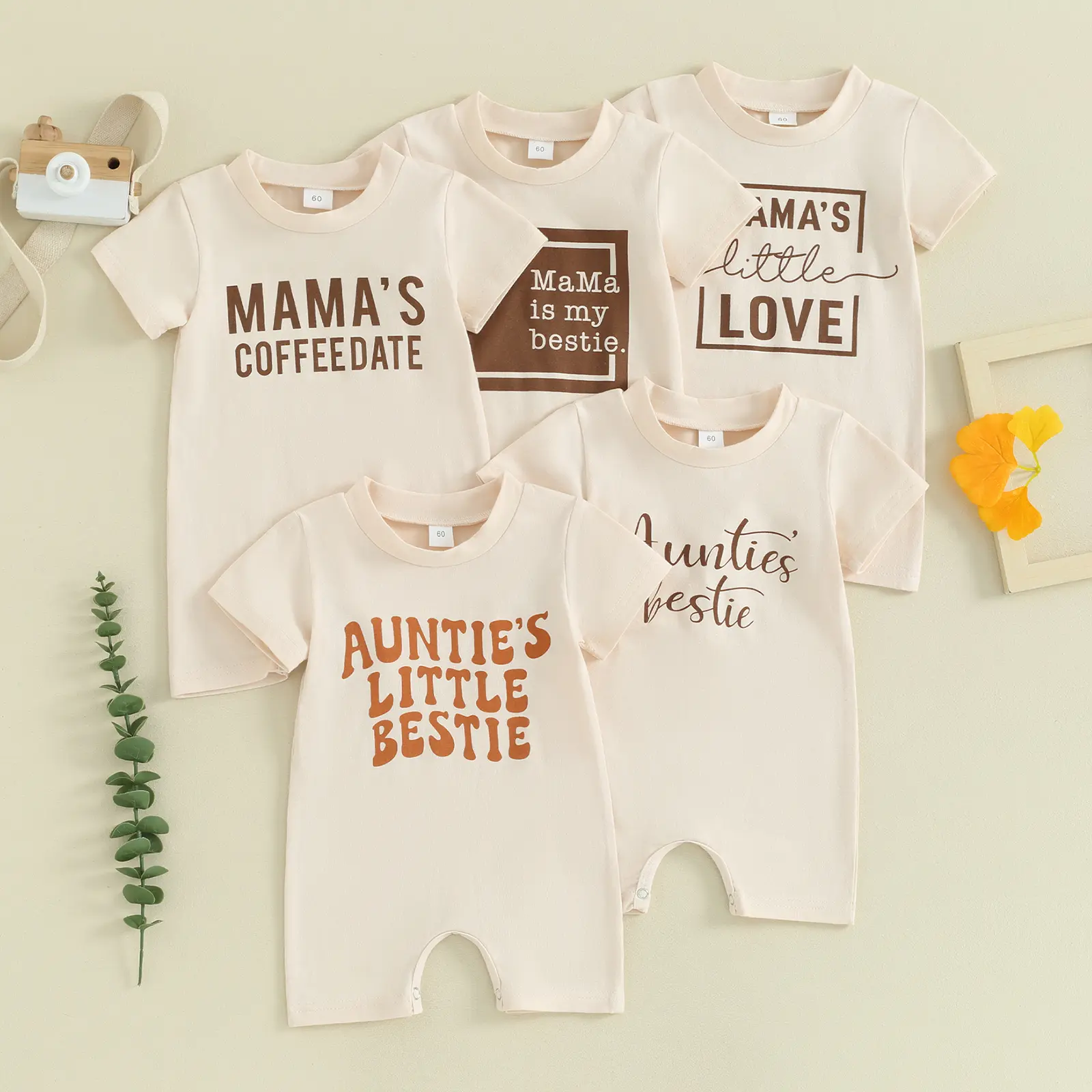 Infant Baby Summer Jumpsuit Letter Print Round Neck Short Sleeve Romper Toddler Clothes