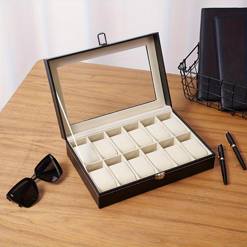 Hộp lưu trữ đồng Đồng Hồ bằng da Pu, 10 khe, Hộp trưng bày đồng Đồng Hồ Đồ Trang Trí nhà cửa Hộp quà tặng đơn giản, 1 cái 2