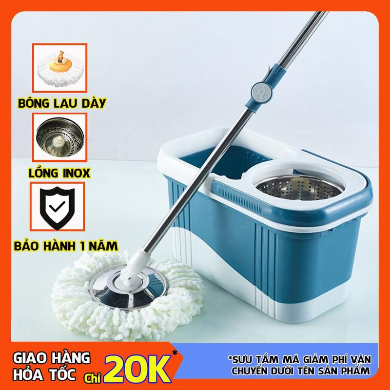 LOẠI MÂM INOX TRỌN BỘ Chổi lau nhà tự vắt thông minh xoay 360 độ ZODAN BL78R360 THÙNG VÀ CÂY LAU có bánh xe Lau Sàn Cây Lau Nhà Làm Sạch