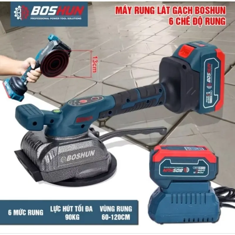 Máy đầm hút gạch men , máy rung đầm gạch men ốp lát PIN BOSHUN 2