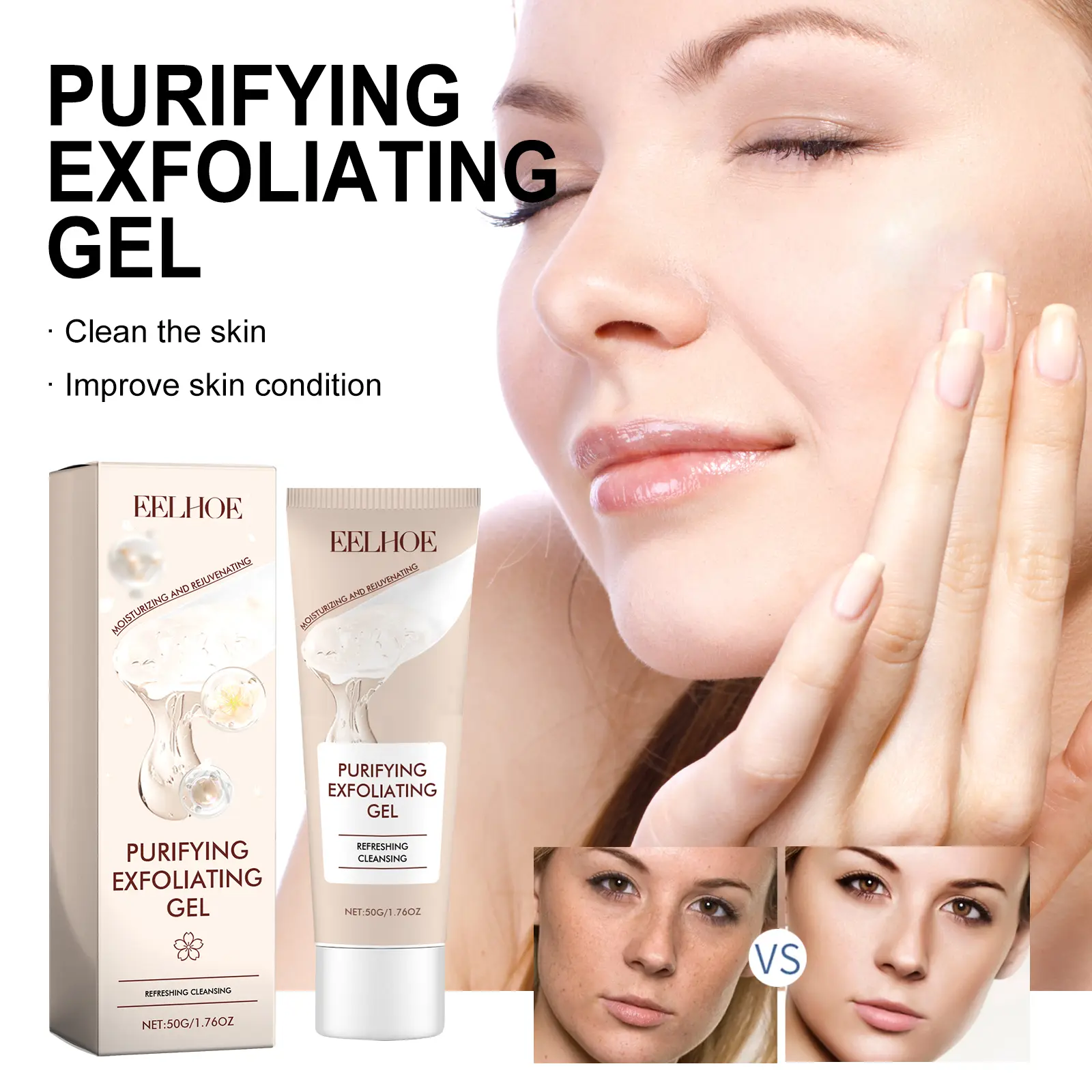 100% Original Brand Eelhoe Exfoliating Scrub Gel Facial Deep Cleansing Pores Hydrating Oil Control Refreshing Skincare Skin Repair Comfort Cleanser
