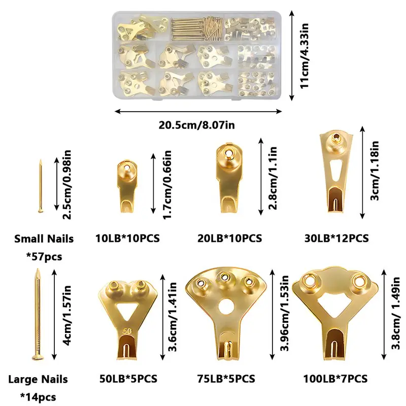Picture Hanging Kit, Wall Hangers 6-Sizes with Nails, Picture Hangers for Wall Hanging Pictures Mirrors Painting Clock Bags Clothes 1