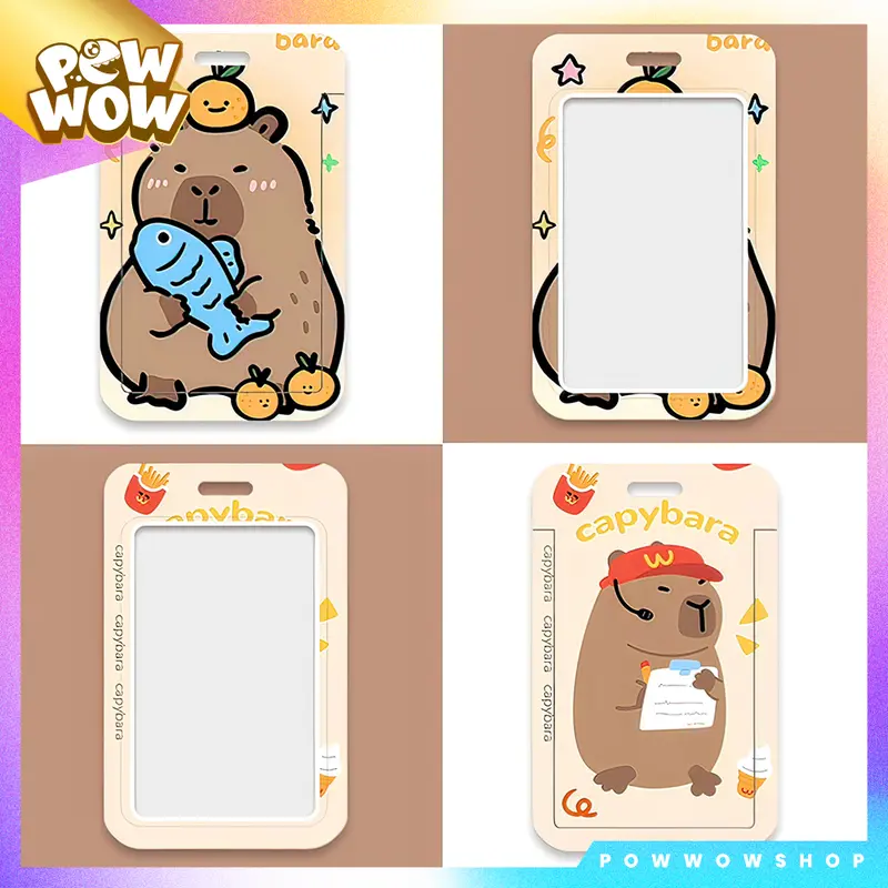 Bao Đựng Thẻ Nhân Viên Nhựa ABS Kèm Dây Đeo Thẻ Vải Canvas 45cm Phong Cách Chuột Lang Nước Capybara Đáng Yêu Cute 5