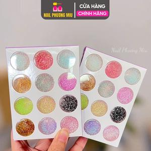 Set Sợi Chỉ Kim Tuyến 12 Ô, Chất Liệu Mịn Đa Dạng Màu Sắc, Dành Cho Thợ Làm Nail, Tạo Hiệu Ứng Sang Trọng Nữ