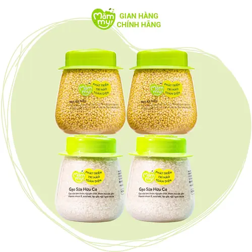 Combo 2 hũ gạo sữa + 2 hũ kê nếp cho bé ăn dặm Mămmy 120g/hủ