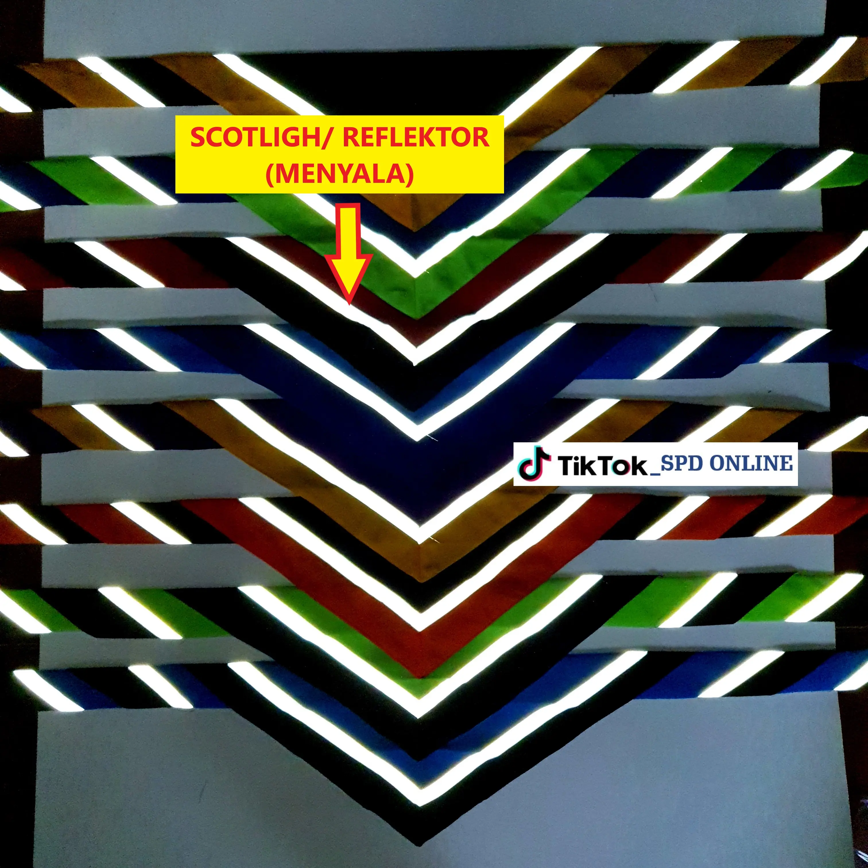 Scraf Pramuka Kombinasi Tiga Warna / Hasduk Pramuka Menyala / Scraf Pramuka Glow In The Dark LARIS LENGKAP Biru Hijau