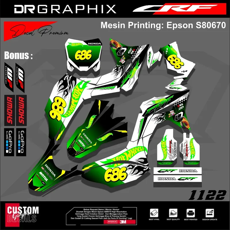 DECAL VARIASI HONDA CRF 150 L HOTWHEELS STYLE / STICKER LIST MOTOR CRF 150 L HOTWHEELS STYLE 4