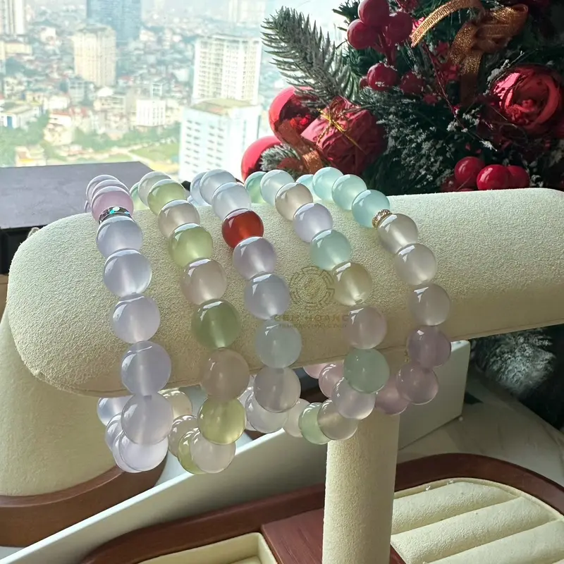Vòng chalcedony tự nhiên - chuỗi đa bảo 10 li 3