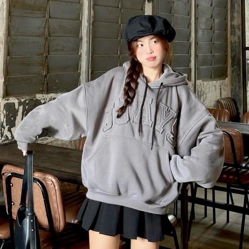 ÁO KHOÁC NỈ NAM NỮ HODDIE FORM RỘNG CẶP ĐÔI MẪU MỚI CỰC ĐẸP IN CHỮ NỔI CỰC XINH THỜI TRANG THU ĐÔNG Dài Tay Hoodie Menswear quarter zip áo hoodie nụ hôn