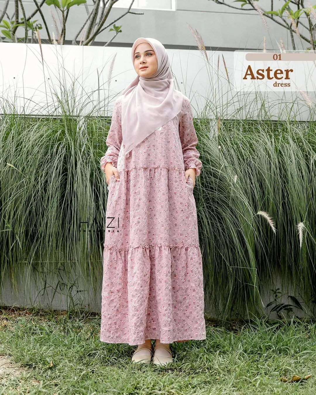 ASTER DRESS BY HAIZI ZIZARA GAMIS MOTIF BUNGA
