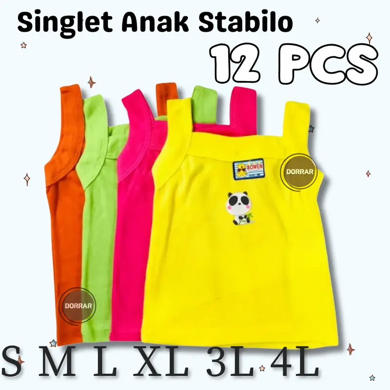 12 Pcs - Singlet Anak Perempuan Bordir Sablon Motif Kartun 0
