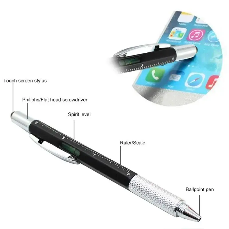 Bút Bi Đa Chức Năng, 7 Trong 1, Với Dụng Cụ Cầm Tay Hiện Đại, Thước Đo Kỹ Thuật, Tuốc Nơ Vít, Bút Cảm Ứng, Mức Cảm Ứng, Thích Hợp Cho Đo Lường 3