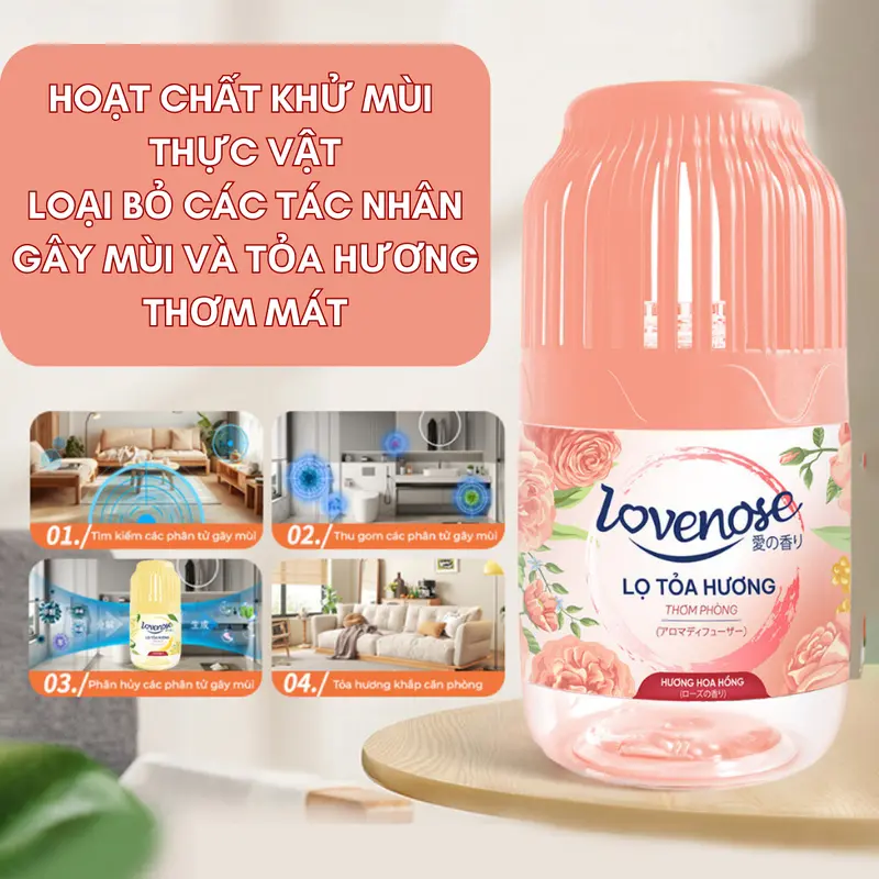 Combo 3 Lọ tỏa hương Lovenose hương thơm tự nhiên dễ chịu khử mùi sáp thơm phòng thế hệ mới siêu thơm 45 ngày, 180ml Dầu Thơm Phòng 8