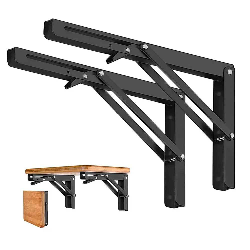 Living Room Furniture Folding Shelf Bracket (2 Counts), Heavy Duty Triangle Shelf Bracket for Bench Table, Wall Mounted Standing Shelf Bracket