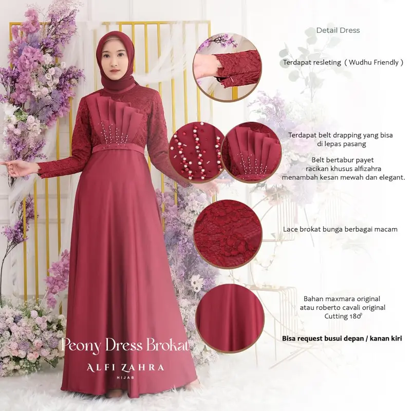 Alfi Zahra Hijab-Peony Brokat Dress 1
