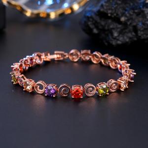 Gelang Tangan Zirkon Bersadur Elektronik, Gaya Perancis, Untuk Wanita, Ketibaan Baru, Fesyen Berwarna-warni, Bergaya dan Kreatif Emas Perak