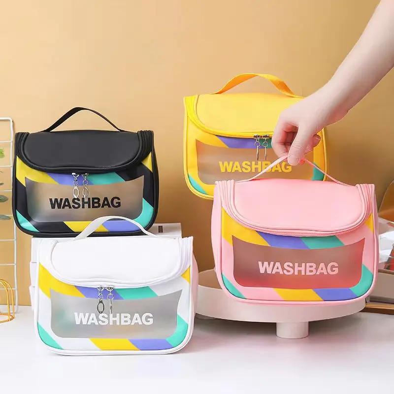 BISA COD T5473  Tas Kosmetik / Pouch WashBag / Organizer Bag / Tas Kosmetik Waterproof Tas Washbag Transparan Besar Kulit Plastik 1