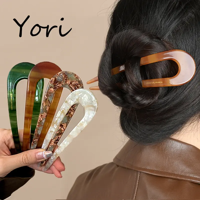 Jepit Rambut Elegan Vintaj, 14cm, Berbentuk U Asid Asetik, Tongkat ...