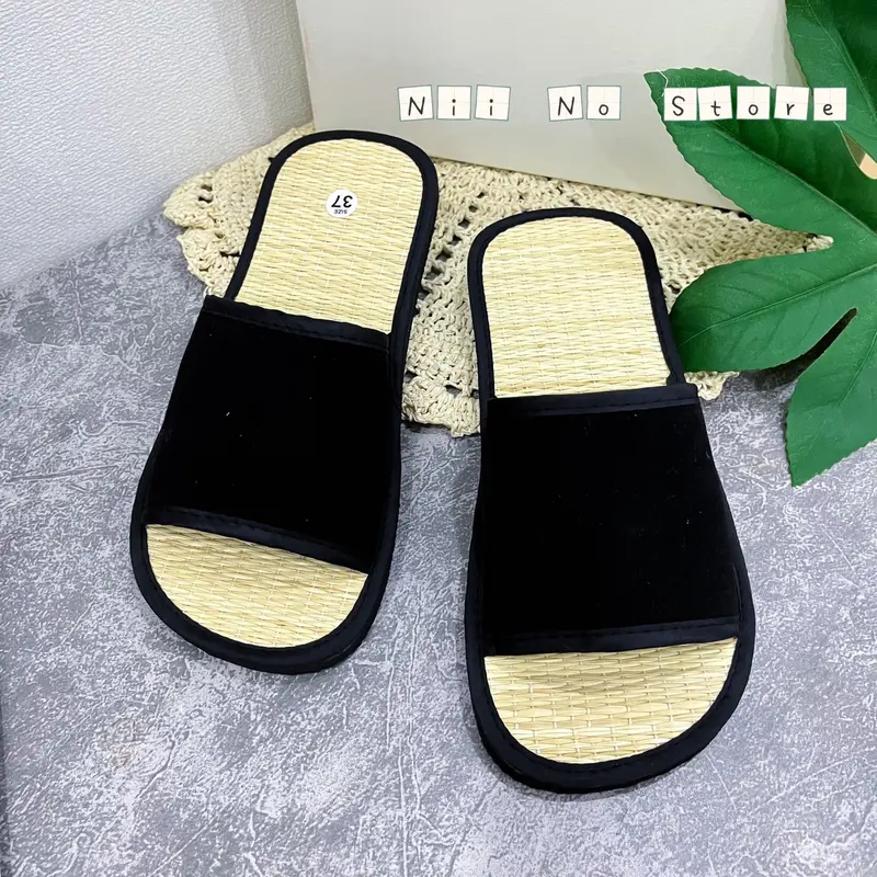 [ND022] Dép chiếu cói nam nữ quai nhung ngang đế nhẹ, dép đi biển, dép du lịch Đế Bằng Slipper DéP Nam Quai Ngang 5