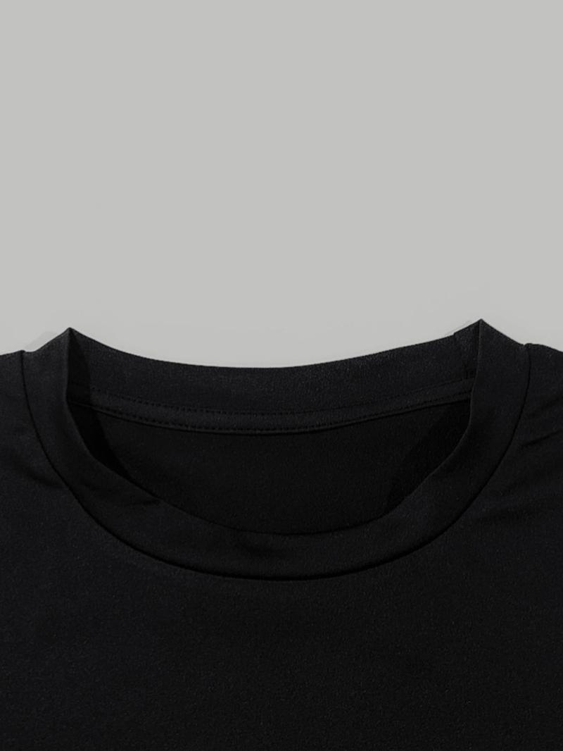 Product Introduction of Women's Plain Round Neck Crop Tee, Casual Short Sleeve Crew Neck T-Shirt for Summer, Fashion Women's Top for Daily Wear 7