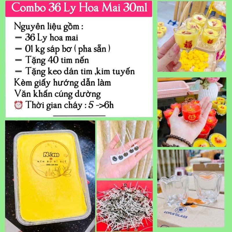 (SALE ) Combo 36 Ly Nến Hoa Mai 30ml ( nguyên liệu tự làm nến dâng Phật - kèm văn khấn cúng dường )